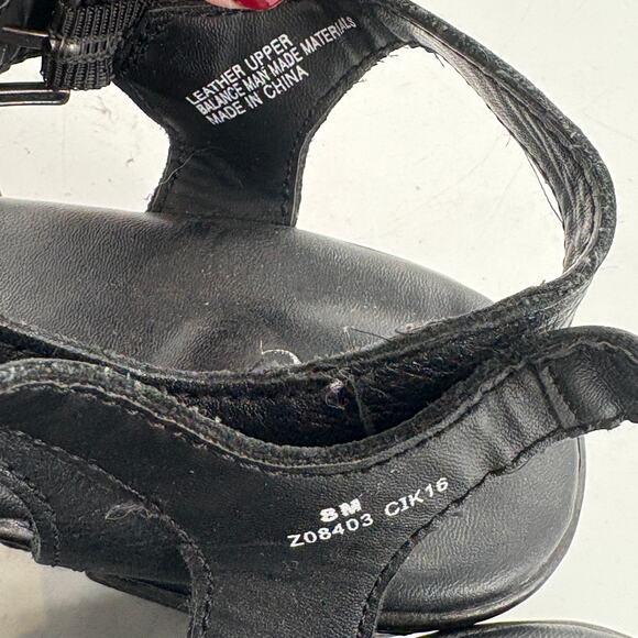 Born boc Persi Sandals Heels 8 Black Leather Mary Janes Comfort Work Career - Picture 4 of 7